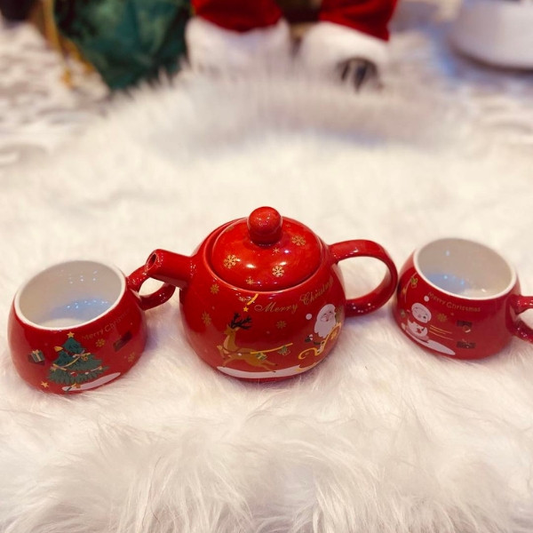 Christmas Series Tea Set Ceramic Teapot Water with 2 Cups